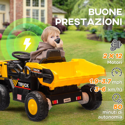 AIYAPLAY Truck for Children 3-5 Years with 12V Engine, Electric Car for Children with Music and Headlights, Yellow