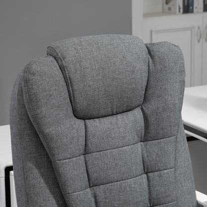 Vinsetto Reclining Office Chair with Retractable Footrest and High Backrest in Fabric, Gray