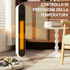 2000W ABS Fan Heater with Remote Control, Oscillation and Timer, 30x22x82.5 cm, White