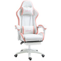 Vinsetto Gaming Chair with Adjustable Height and Reclining Backrest, 65x65x121-129 cm, White and Pink