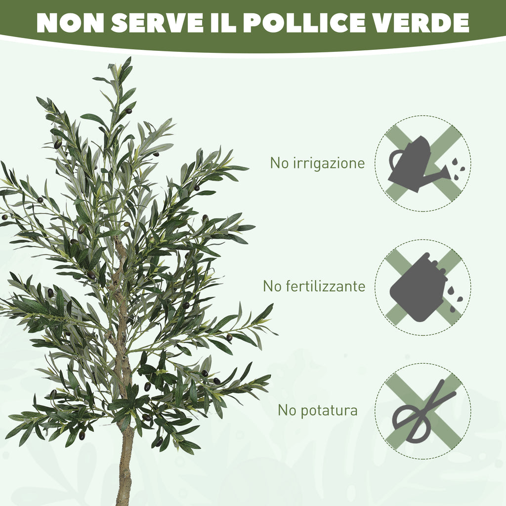 180cm Tall Artificial Olive Tree, artificial Tree with 900 Leaves and 40 Olives, Pot Included