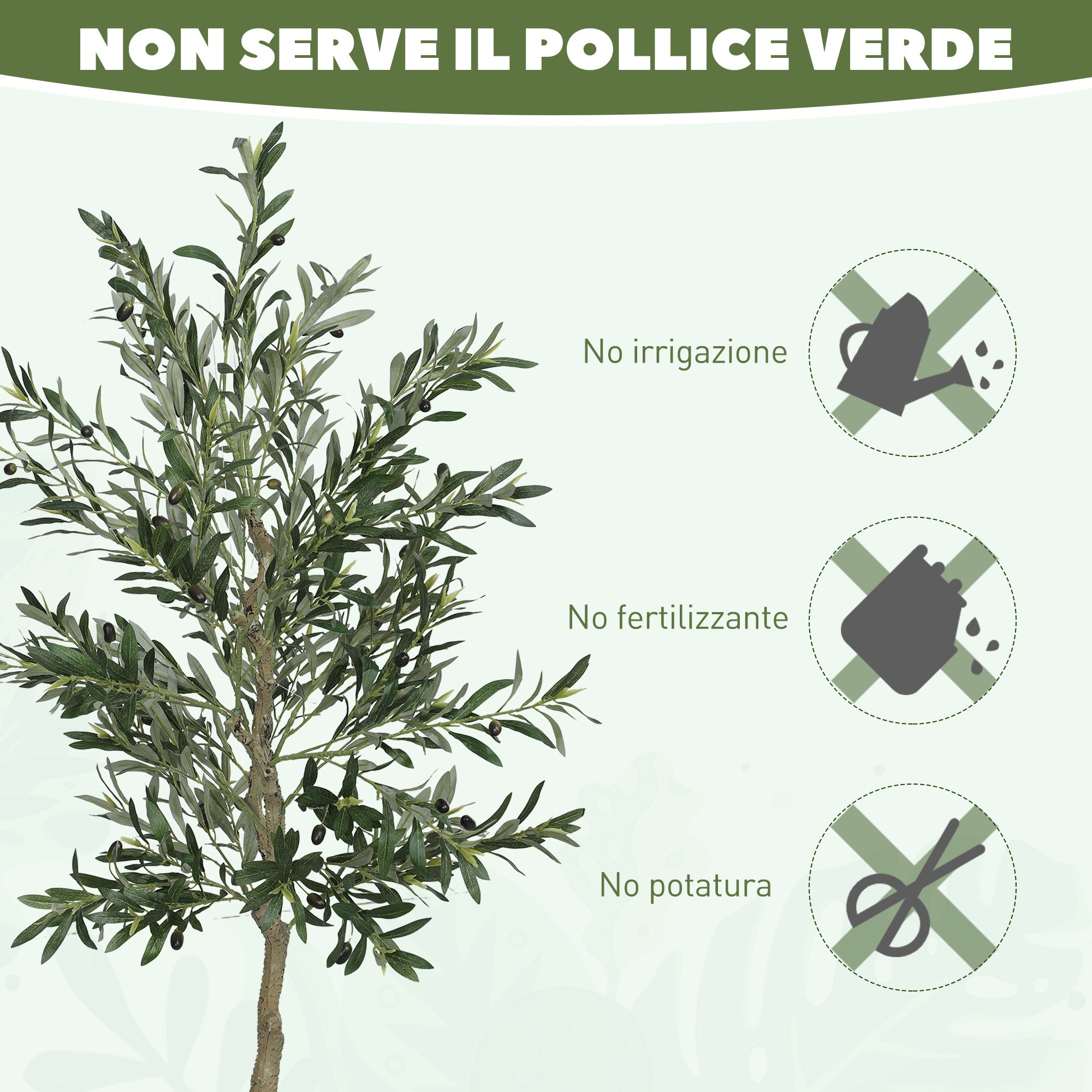 180cm Tall Artificial Olive Tree, artificial Tree with 900 Leaves and 40 Olives, Pot Included