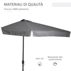 Outsunny 2.5x2.3m Semicircular Wall-Mounted Umbrella with Crank Opening, Metal and Polyester, Grey
