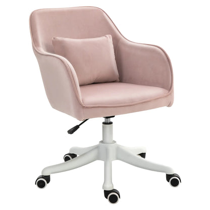 Pink 2-Point Massage Office Chair with Cushion and Armrests, Fabric, 57x70x78-86 cm