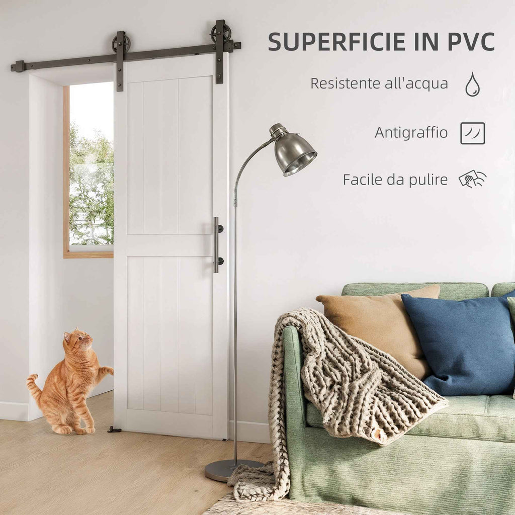 HOMCOM Country Style Sliding Door with Track and Handle in Wood and Steel, 71.5x213.4 cm, Black and White