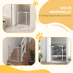 Extendable Dog Gate with 2 Locks and Self-Locking, Metal and Plastic, 74-87x78 cm, White