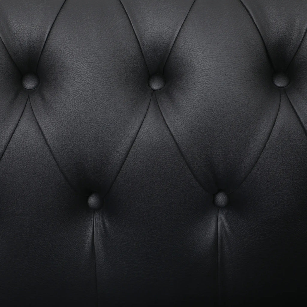 Chesterfield Style 2 Seater Sofa PU Leather with Removable Cushion, 160x84x80 cm, Black