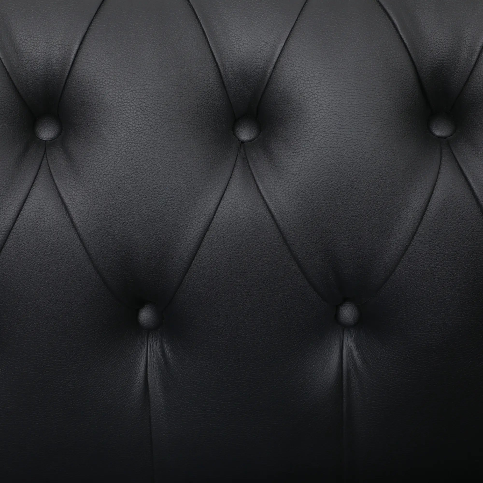 Chesterfield Style 2 Seater Sofa PU Leather with Removable Cushion, 160x84x80 cm, Black