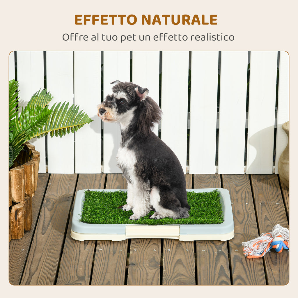 3-Layer Dog Litter Box with Synthetic Grass, Grid and Bottom Tray, 46.5x34x5.5 cm