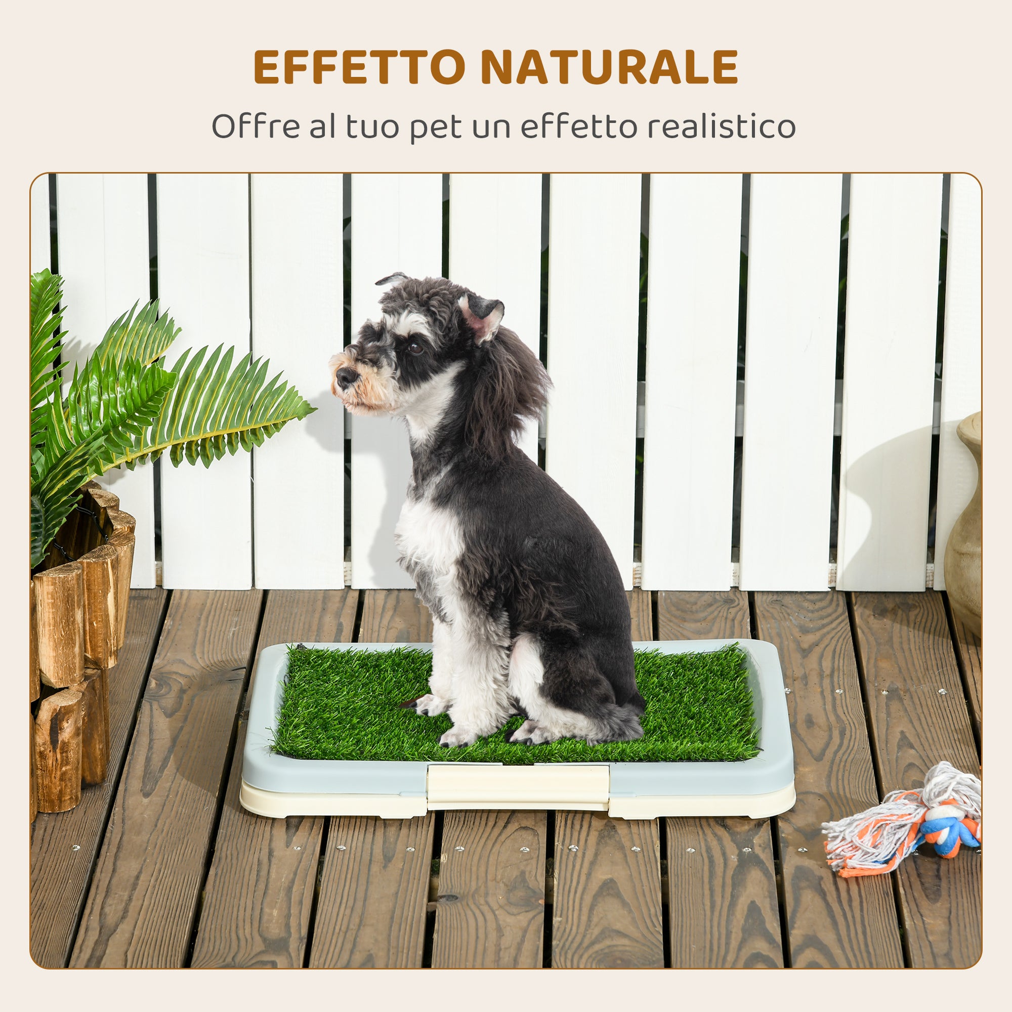 3-Layer Dog Litter Box with Synthetic Grass, Grid and Bottom Tray, 46.5x34x5.5 cm