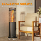 Outdoor Pellet Stove, 6.86 kW, Non-Slip Base, Glass Tube, and Metal Mesh, Black