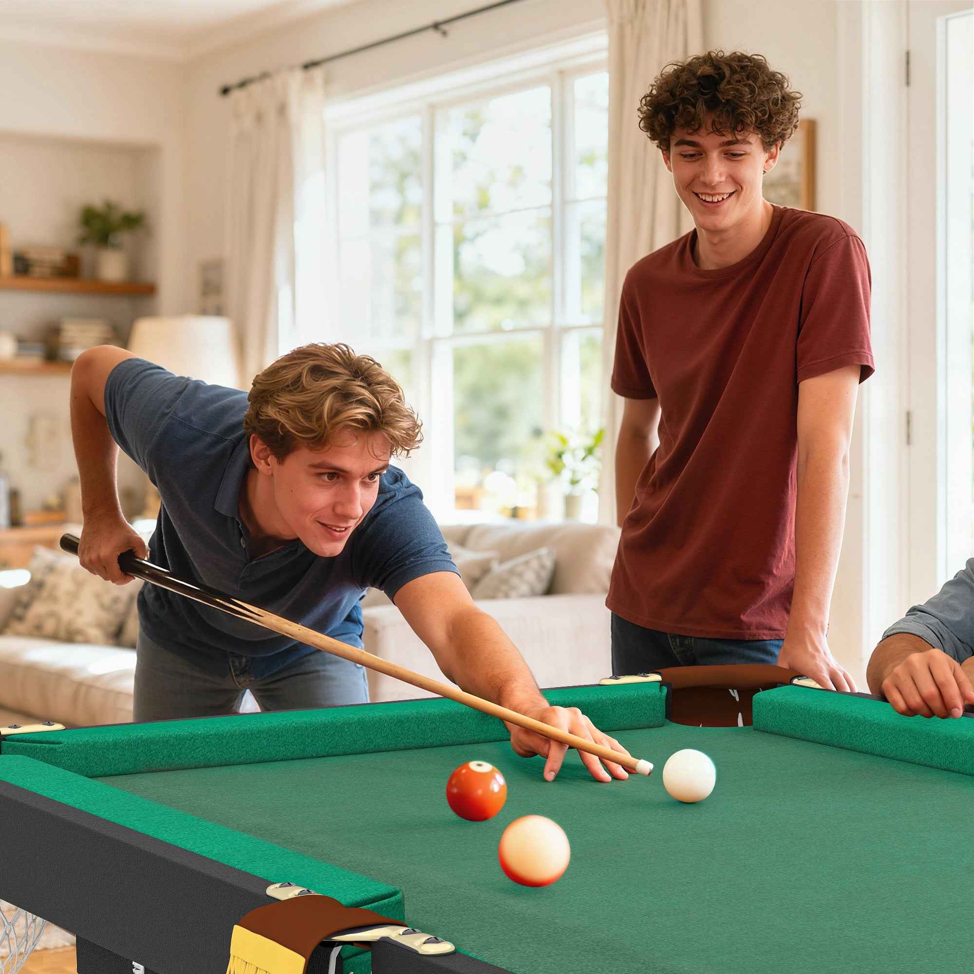 SPORTNOW Height-Adjustable Pool Table with Accessories, MDF and Steel, 140x63x55-75 cm, Green