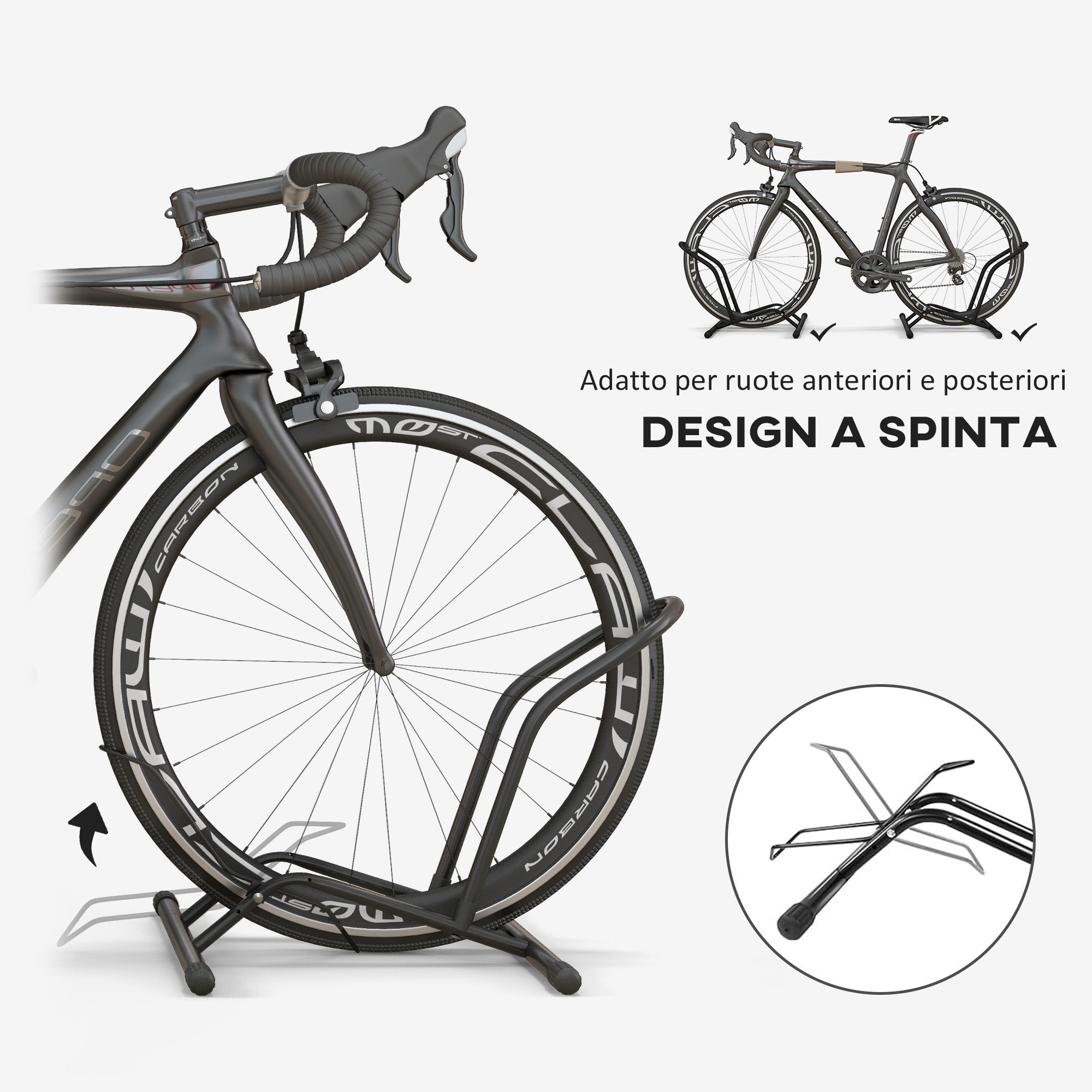 SPORTNOW Bike Rack for Tires < 8.5 cm in Steel, 59x41x38 cm, Black
