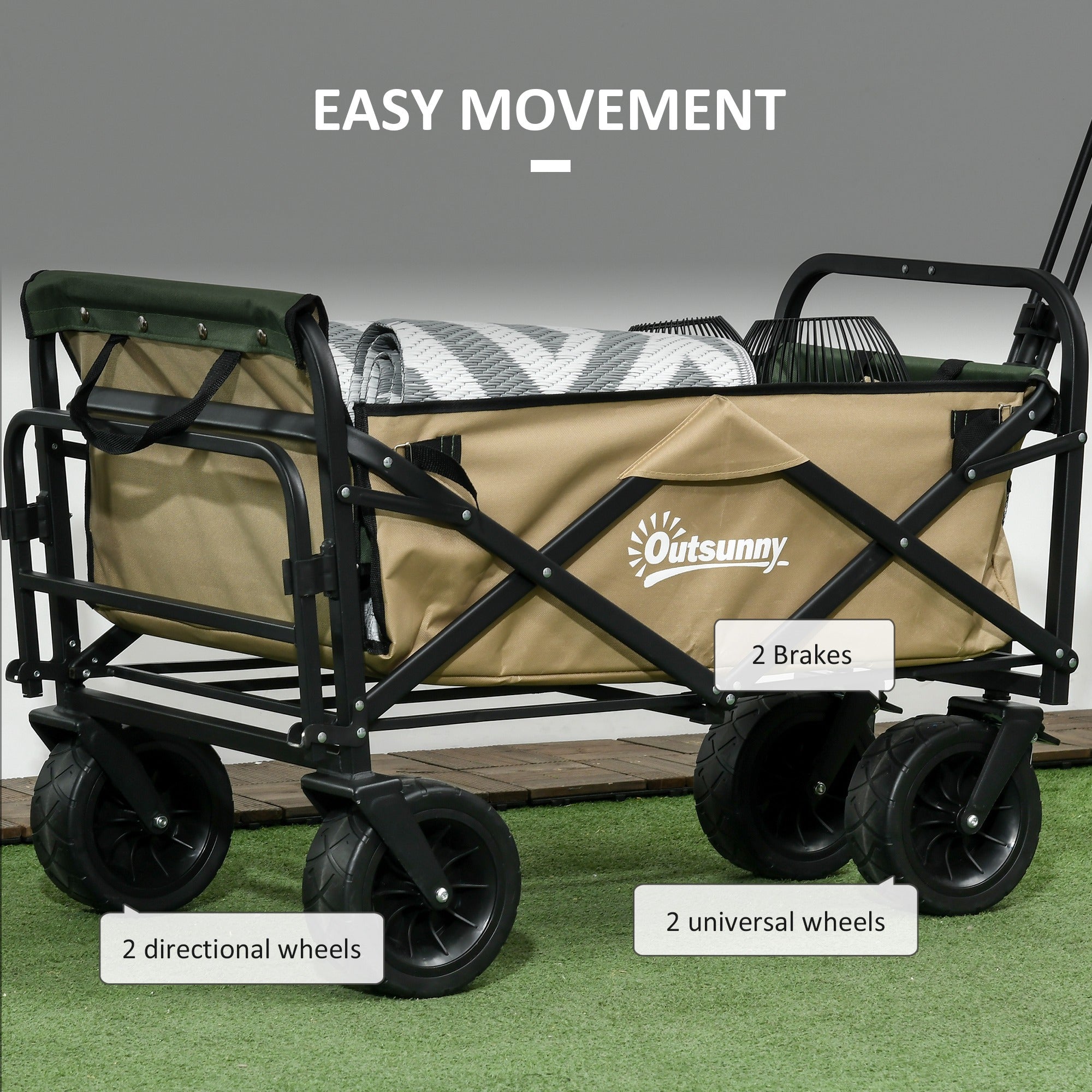 Outsunny garden trolley 110L with telescopic handle and opening bottom in steel and oxford fabric, persimmons - Borgè