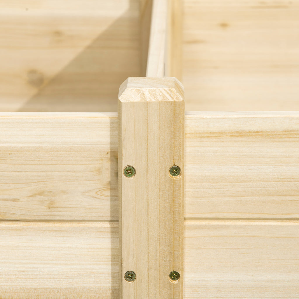 Outsunny bed for raised fir wood garden with open background and 2 separate sections, 244x61.5x27cm - Borgè