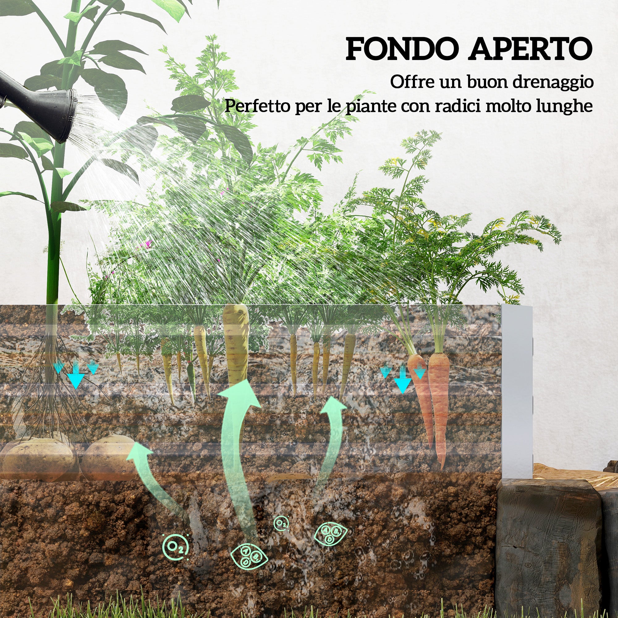 Outdoor Metal Raised Garden Bed for Flowers and Vegetables, 241x90.5x30 cm, Silver