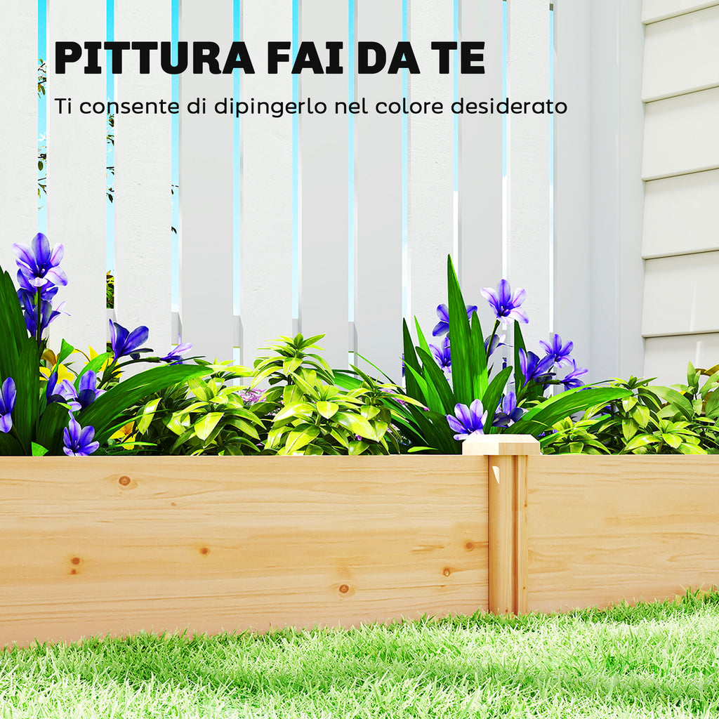 Outsunny Vegetable Garden in Box with Central Divider and Open Bottom, in Fir Wood, 235x121x26 cm, Wood Color
