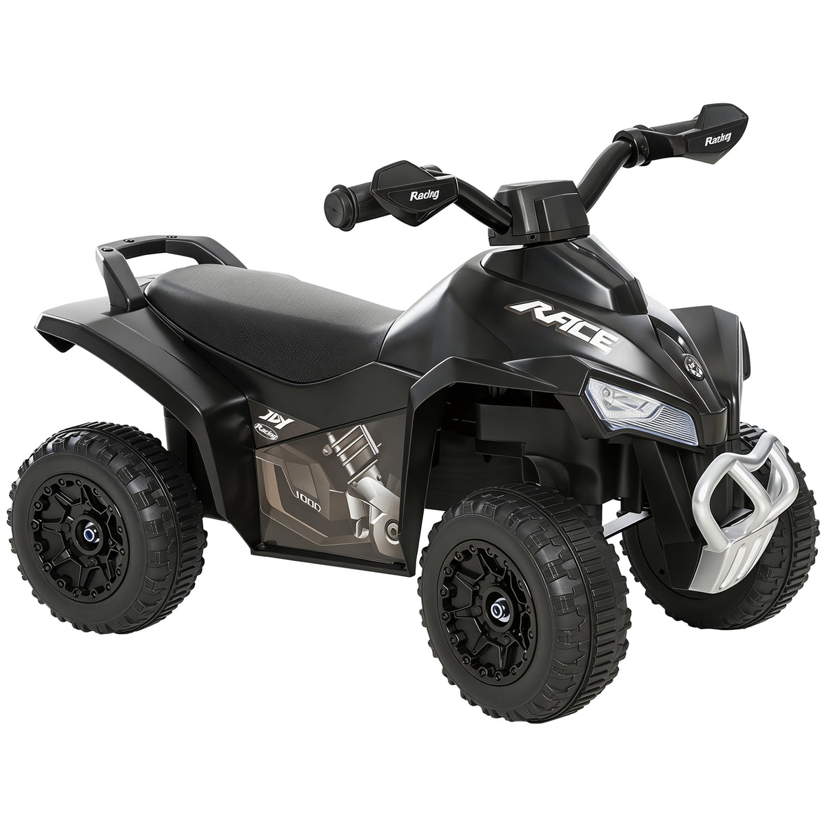 HOMCOM Mini Quad Bike for Children 18-36 Months, Manual Push with Built-in Music and Large PP and Metal Handle, Black