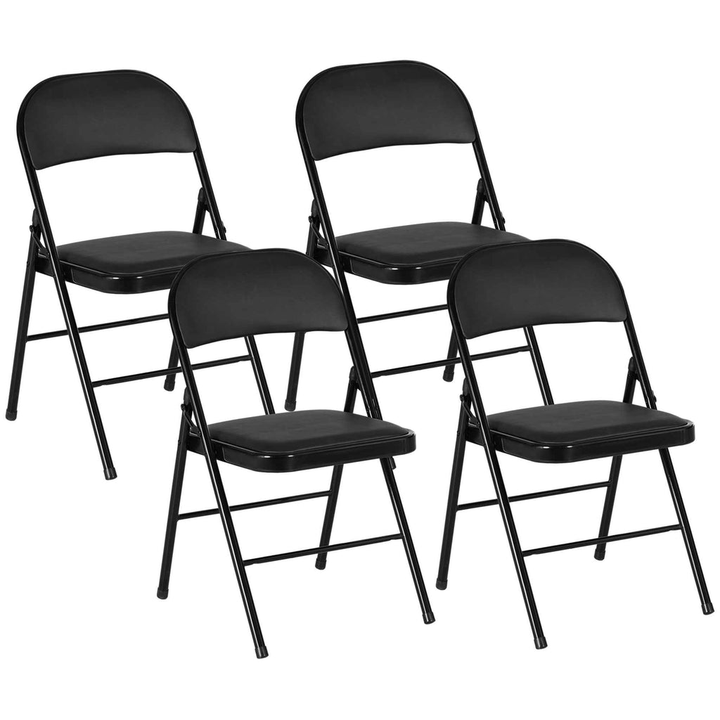HOMCOM Set of 2 Folding Chairs Padded in PU Faux Leather and Metal, 45x46x78 cm, Black