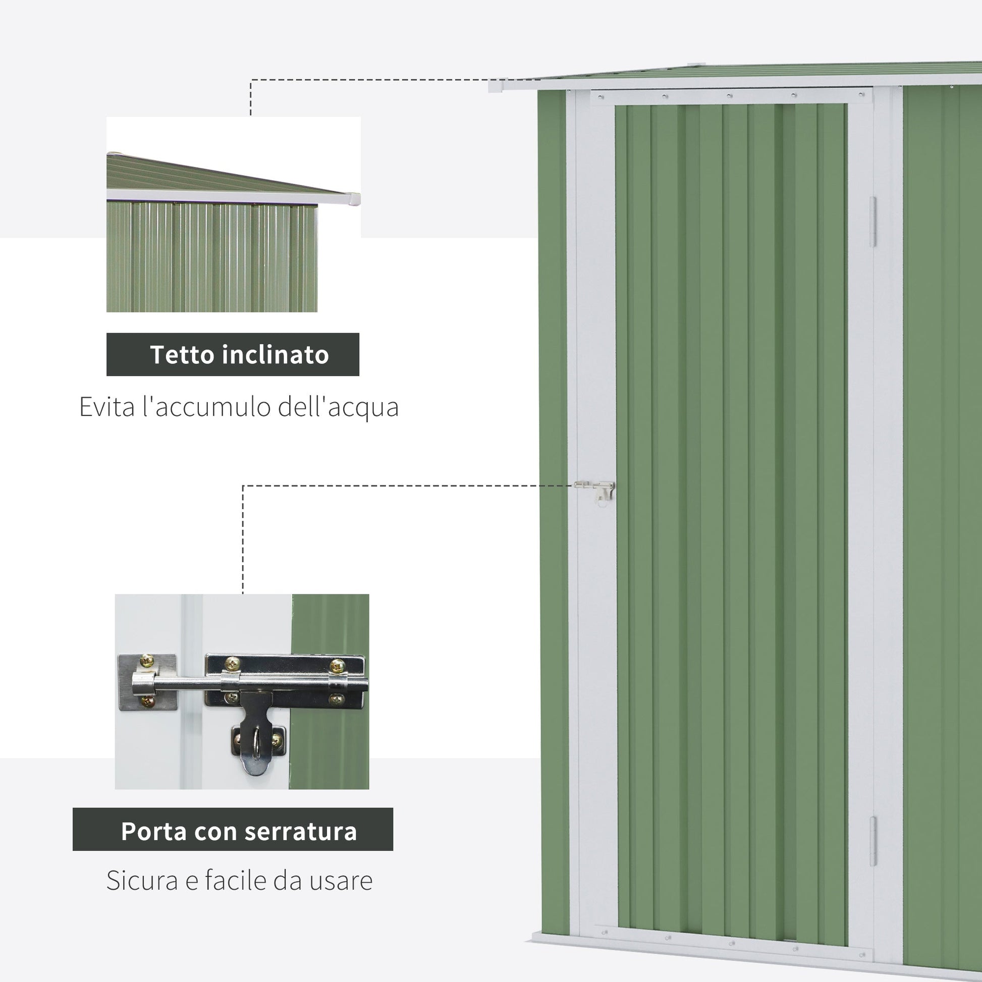 Outsunny Garden House Storage | hut in waterproof steel 142x84x189cm - Borgè