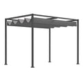 Gazebo Garden Pergola 3x2m with Sliding Metal and Polyester Cover, Grey and Black - Borge' Group Limited