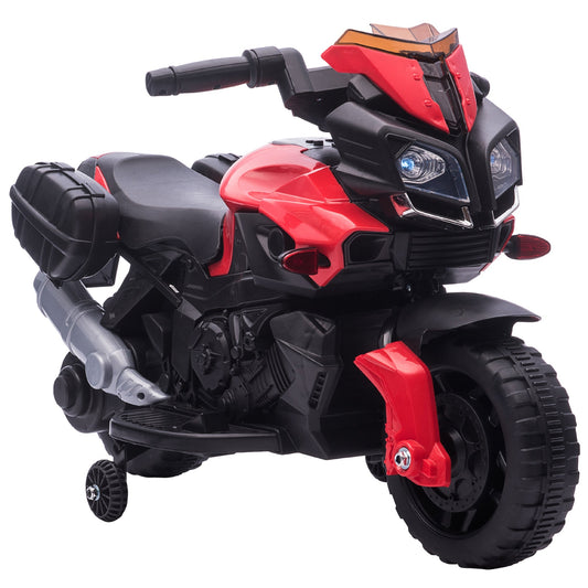 electric motorcycle for children with headlights and clacson, 6v speed 3km/h battery, age 18-48 months, 88.5x42.5x49cm, red - Borgè