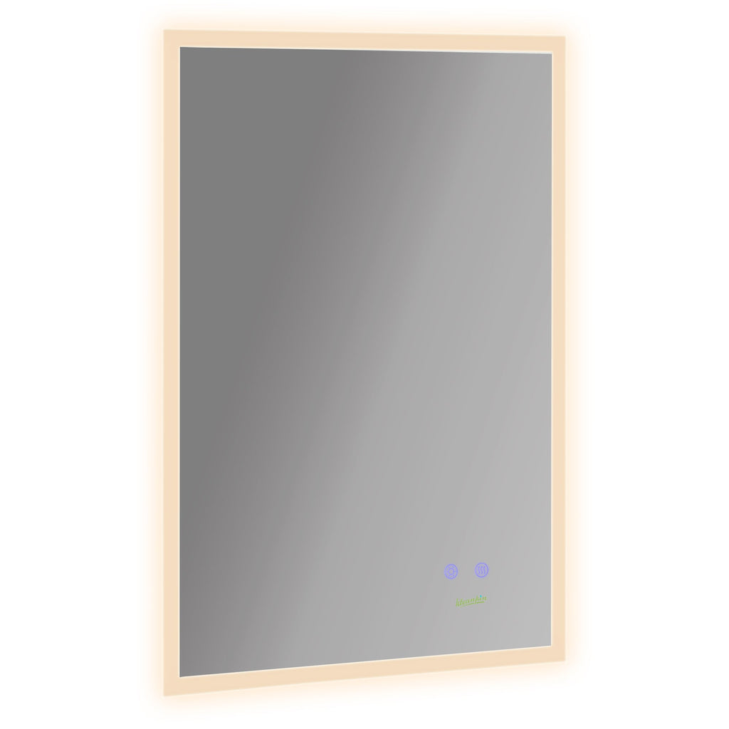 Kleankin Bathroom mirror with LED light 70x50 cm, mirror with anti-plot function and touch, silver keys - Borgè
