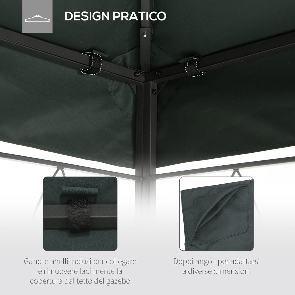Outsunny coverage for gazebo 4x3 m at 2 levels in polyester with straps and 10 drainage holes, anthracite gray - Borgè