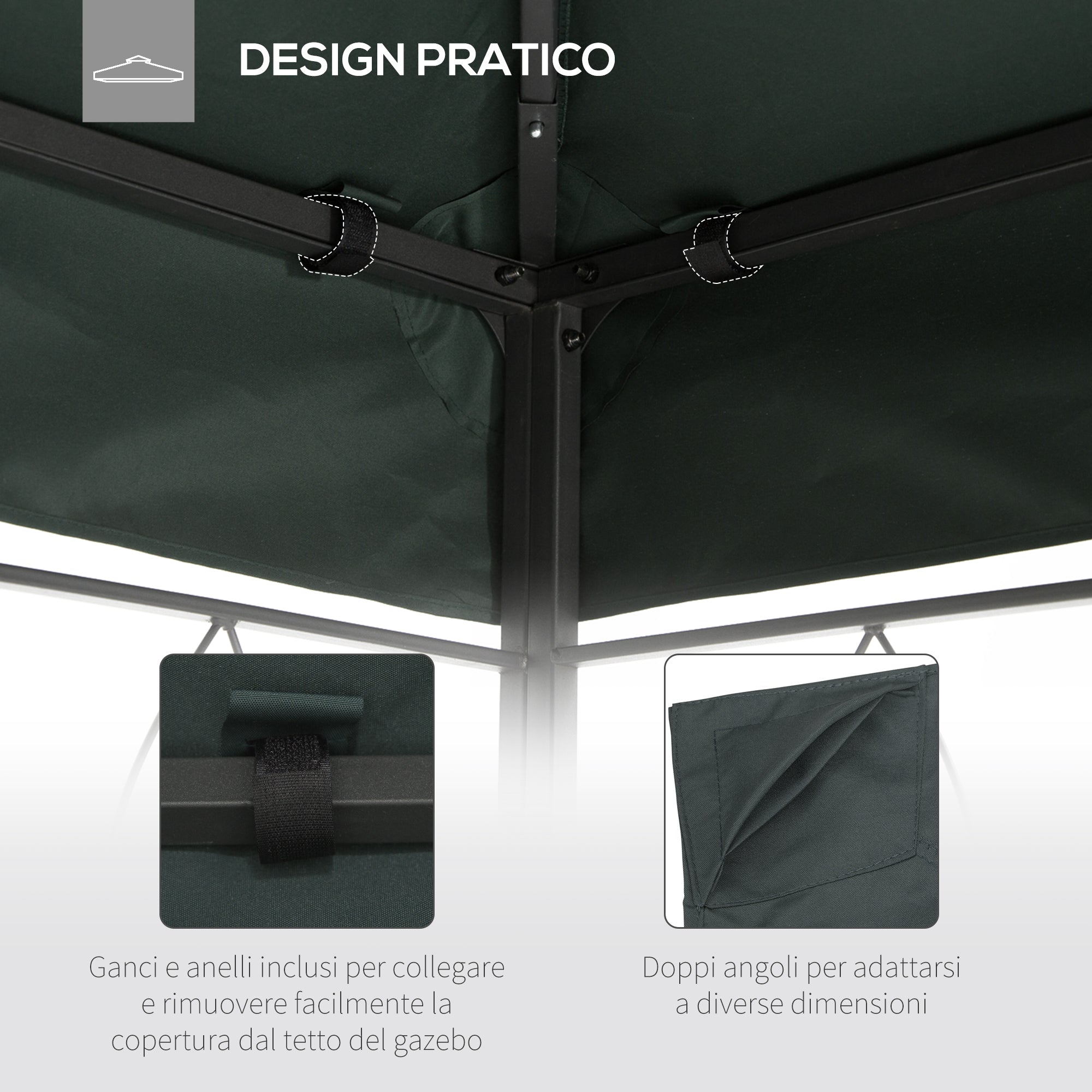 Outsunny coverage for gazebo 4x3 m at 2 levels in polyester with straps and 10 drainage holes, anthracite gray - Borgè