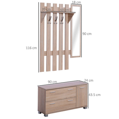 Set 3 pieces SCARTABLE HAPPENDIBITS AND Mirror for wooden entrance - Borgè