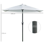 2.3x2.2m Tilting Garden Umbrella with Crank, Metal Pole and 6 Ribs, Cream - Borge' Group Limited