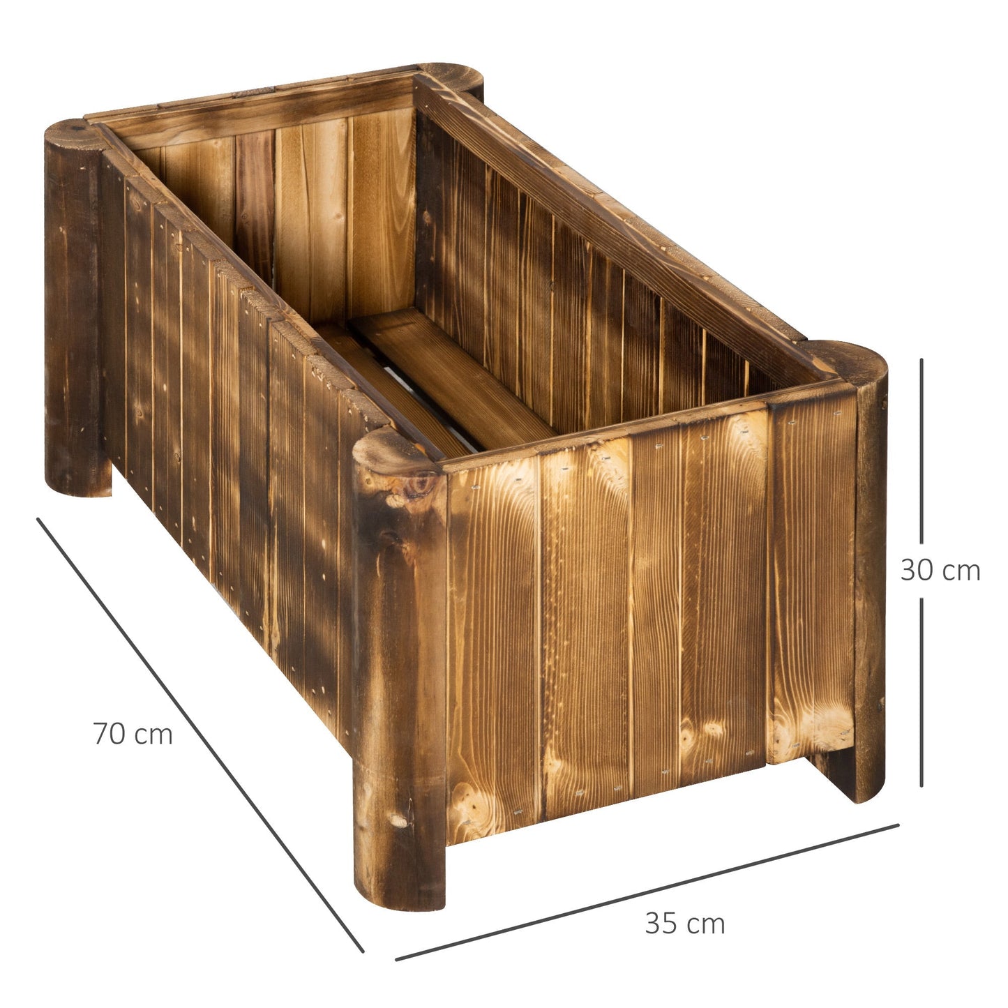 Outsunny Rectangular Box Fioriera for fir wood plants, 70x35x30cm - Borgè