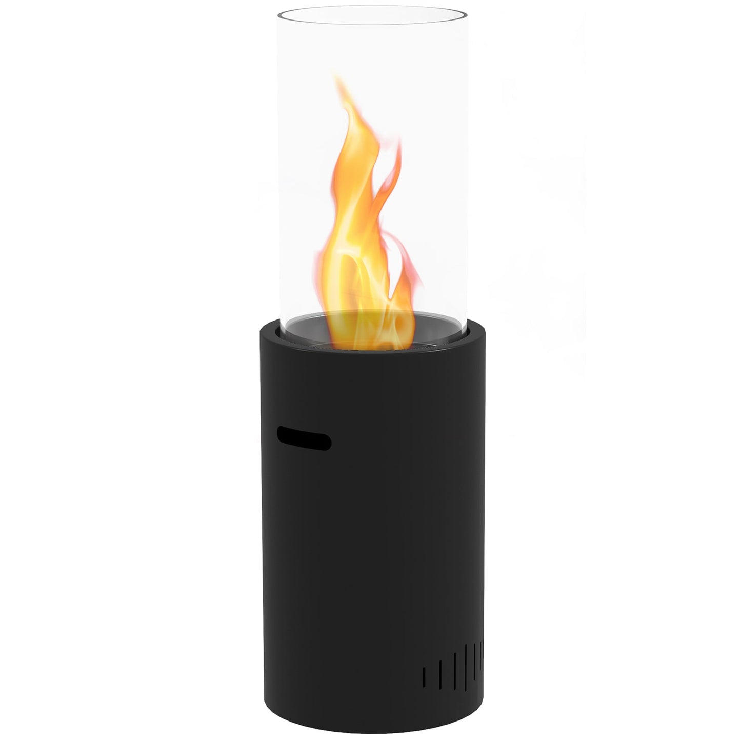 Homcom bioethanol fireplace in steel and glass with 0.3l capacity and cover 15ãŽ¡, 27x27x82 cm, black - Borgè