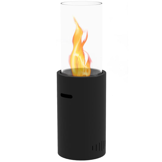 Homcom bioethanol fireplace in steel and glass with 0.3l capacity and cover 15ãŽ¡, 27x27x82 cm, black