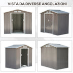 Outsunny Garden House Gate Glast Loan Utensils with sliding doors, 213x130x185cm, Grey - Borgè