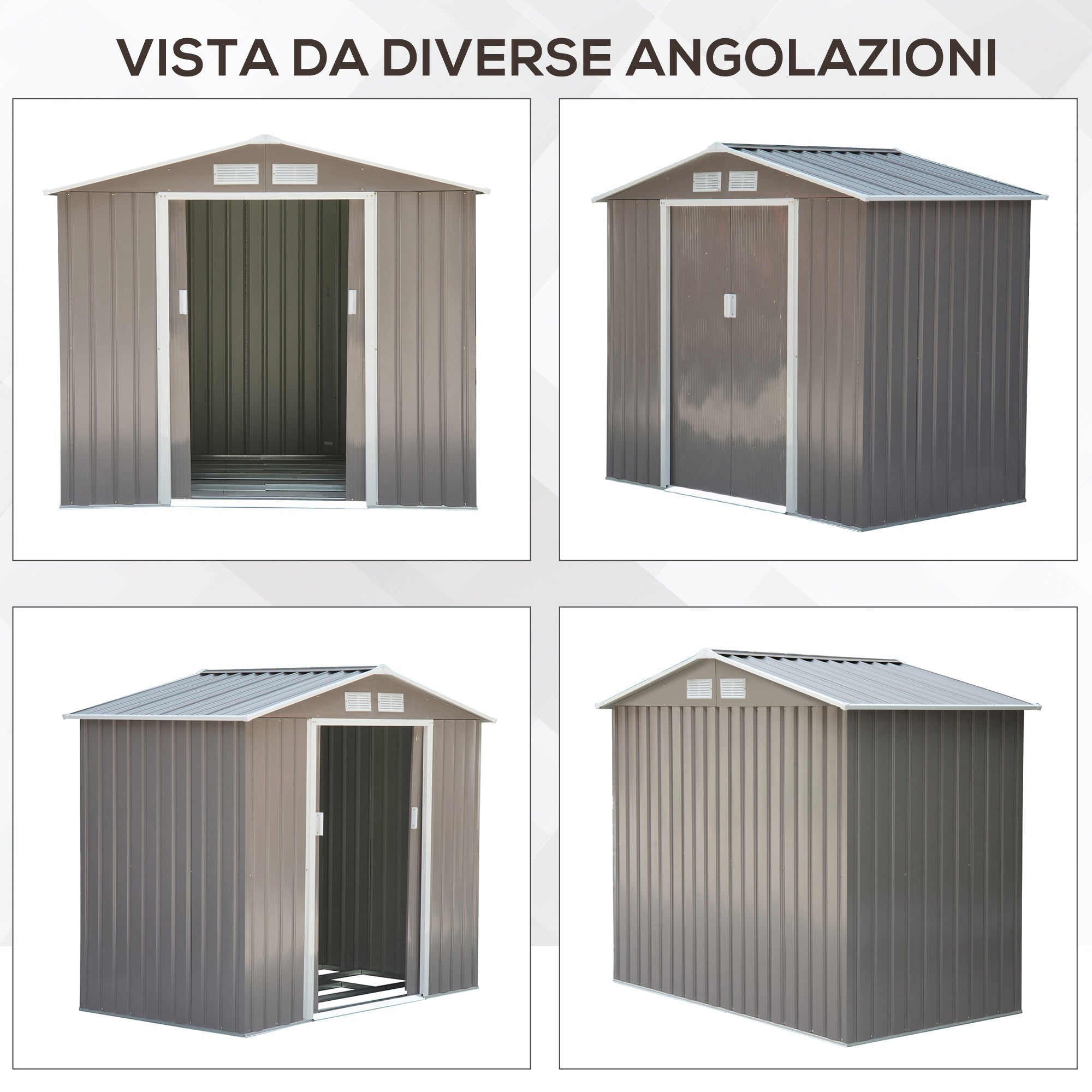 Outsunny Garden House Gate Glast Loan Utensils with sliding doors, 213x130x185cm, Grey - Borgè