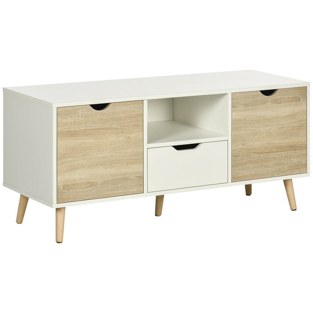 Modern Moder Mobile Max 50 "in chipboard with drawers, open shelves and lockers, 110x40x50 cm, white and wood color - Borgè