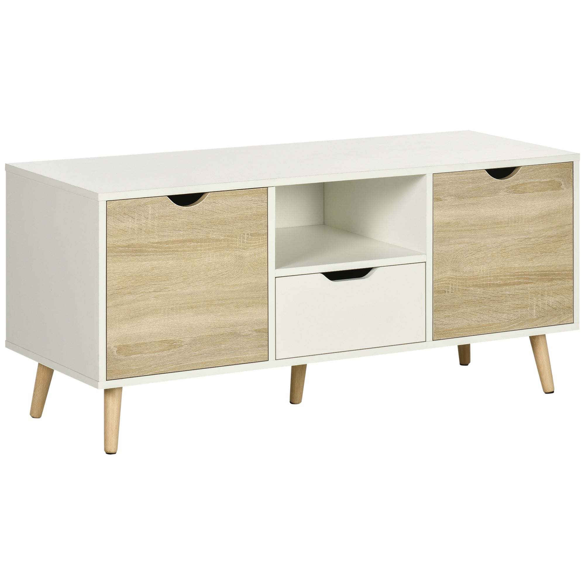 Modern Moder Mobile Max 50 "in chipboard with drawers, open shelves and lockers, 110x40x50 cm, white and wood color - Borgè