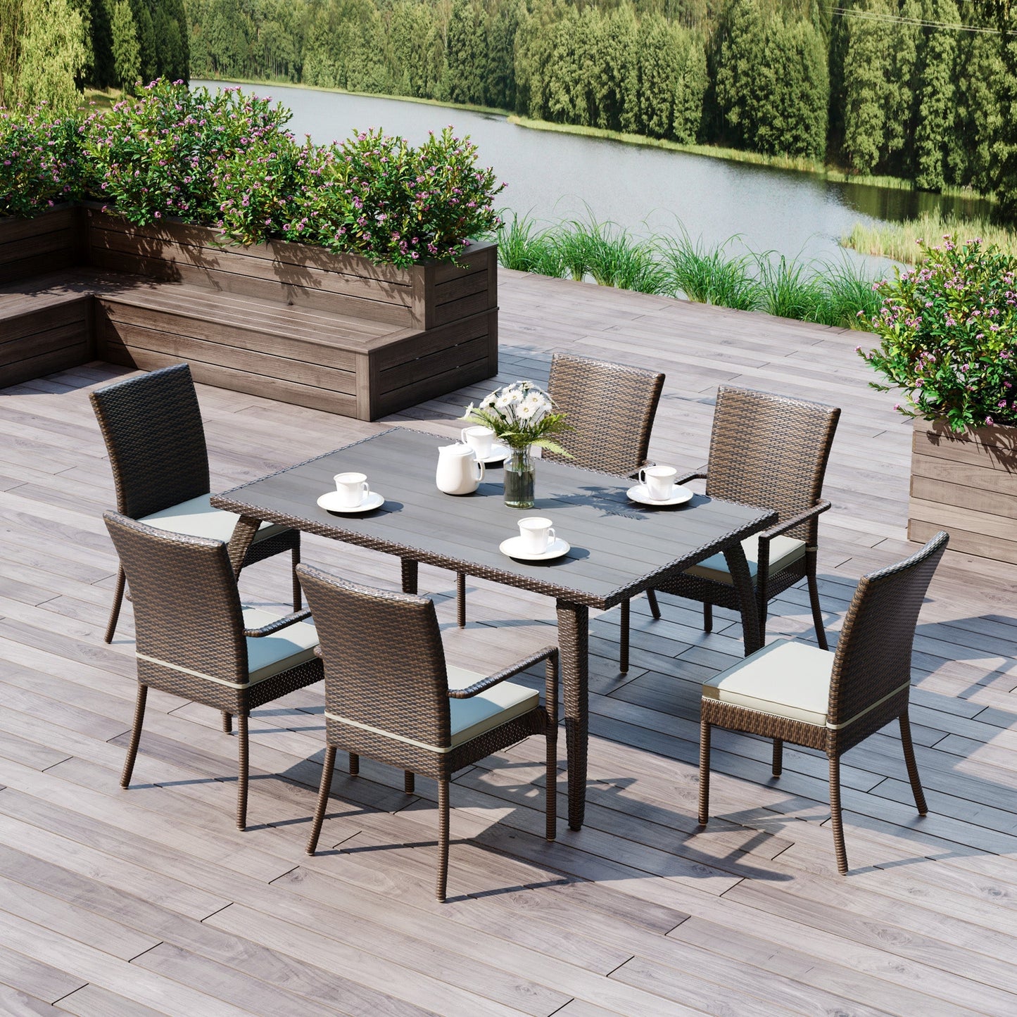 VALLE | Outdoor Rattan Dining Table | 6 Seater - Borgè