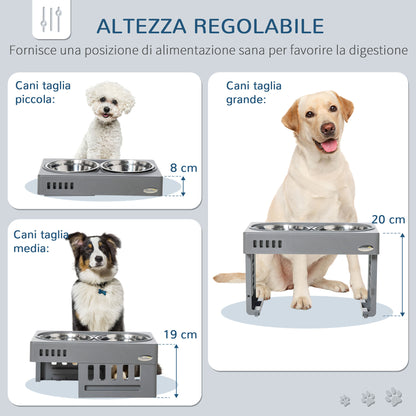 PAWHUT SET 2 COOTles for 1.2L Dogs with Removable legs, in ABS and steel, 44x27.7x28 cm, gray and silver - Borgè