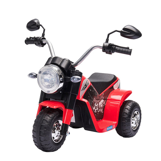 electric motorcycle for 3-wheeled children with lights and sounds, 6V rechargeable battery, speed 2 km/h, for children of 18-36 months, 72x57x56cm red - Borgè