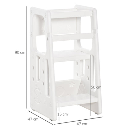 Scaletta for children Torre Montessoriana adjustable height 3 levels, odor HDPE, 47x47x90cm, white - Borgè