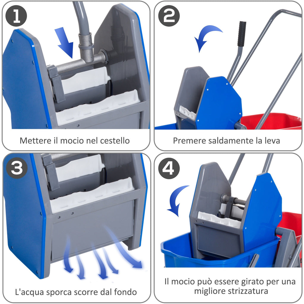 Professional Cleaning Cart 2 Secchi capabilities 25L Strlock 73 × 45 × 92cm - Borgè