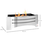 Bioethanol fireplace in stainless steel, 3h combustion with 1.5L tank and 25m² coverage, 45x18x17 cm, silver - Borgè