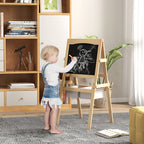 Aiyaplay blackboard for children with easel 3 in 1 and baskets, age 3-6 years, 58x50.5x109cm, wood color - Borgè