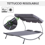 Outdoor Serenity: Double Sunbed with Adjustable Parasol for Garden, Patio, and Outdoor Spaces (200x175x134cm, Gray) - Borge' Group Limited