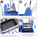 Professional cleaning cart with 25L and stripper bucket, blue - Borgè