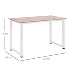 Modern Computer Desk with Adjustable Legs and MDF and Metal Frame, Dining Table 120x60x76 cm, White and Wood Colour - Borgè