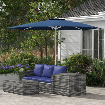 Outsunny garden umbrella with adjustable height in metal and polyester, Ã˜292x242 cm, dark blue - Borgè