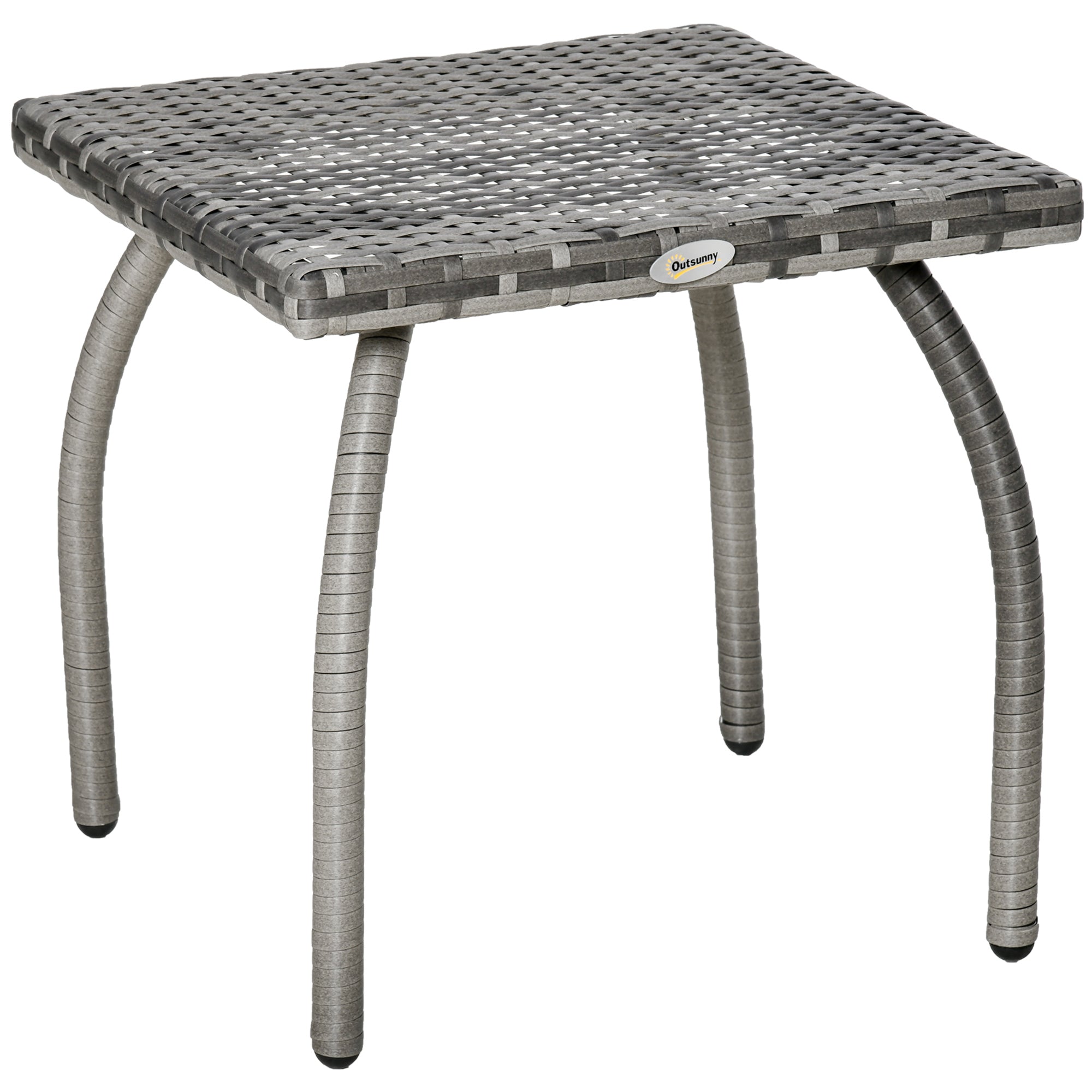 Synthetic Rattan Coffee Table, Small Outdoor Coffee Table, for Garden, Terrace Waterproof Grey 45x45x44cm - Borge' Group Limited